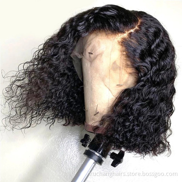Raw Indian Virgin Human Hair Lace Frontal Wig for Black Women HD Full Lace Front Wig Deep Wave Curly Bob Closure Wig